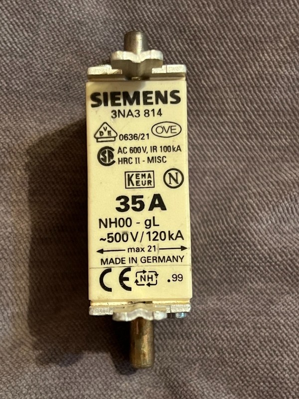 Fusible Siemens 3 Na3 814 35a 500v