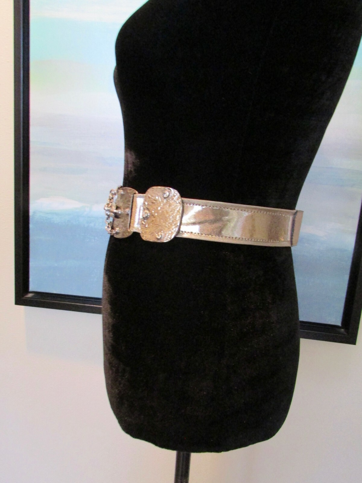 VTG 80's Streets Ahead Silver Metal Brutalist Belt Sz 28"