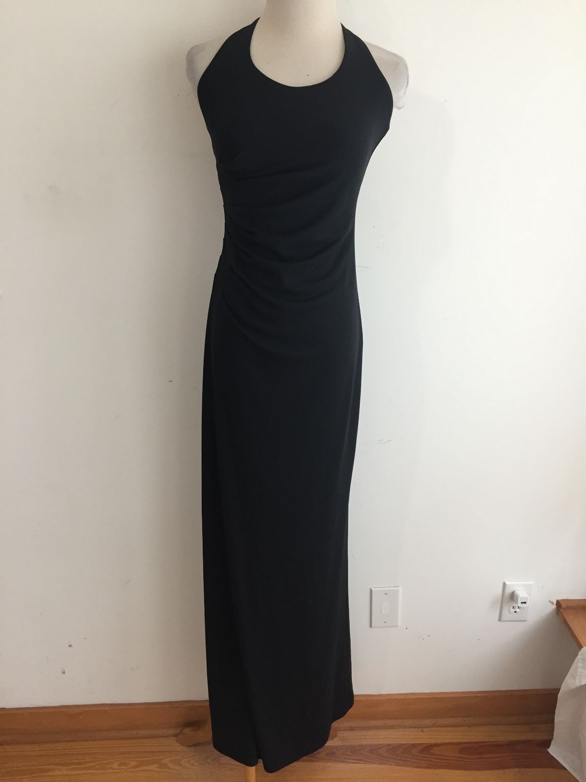 Nicole Miller Sleeveless Halter Maxi Dress Black w/Fuchsia Nicole Miller Sleeveless Halter Maxi Dress Black w/Fuchsia