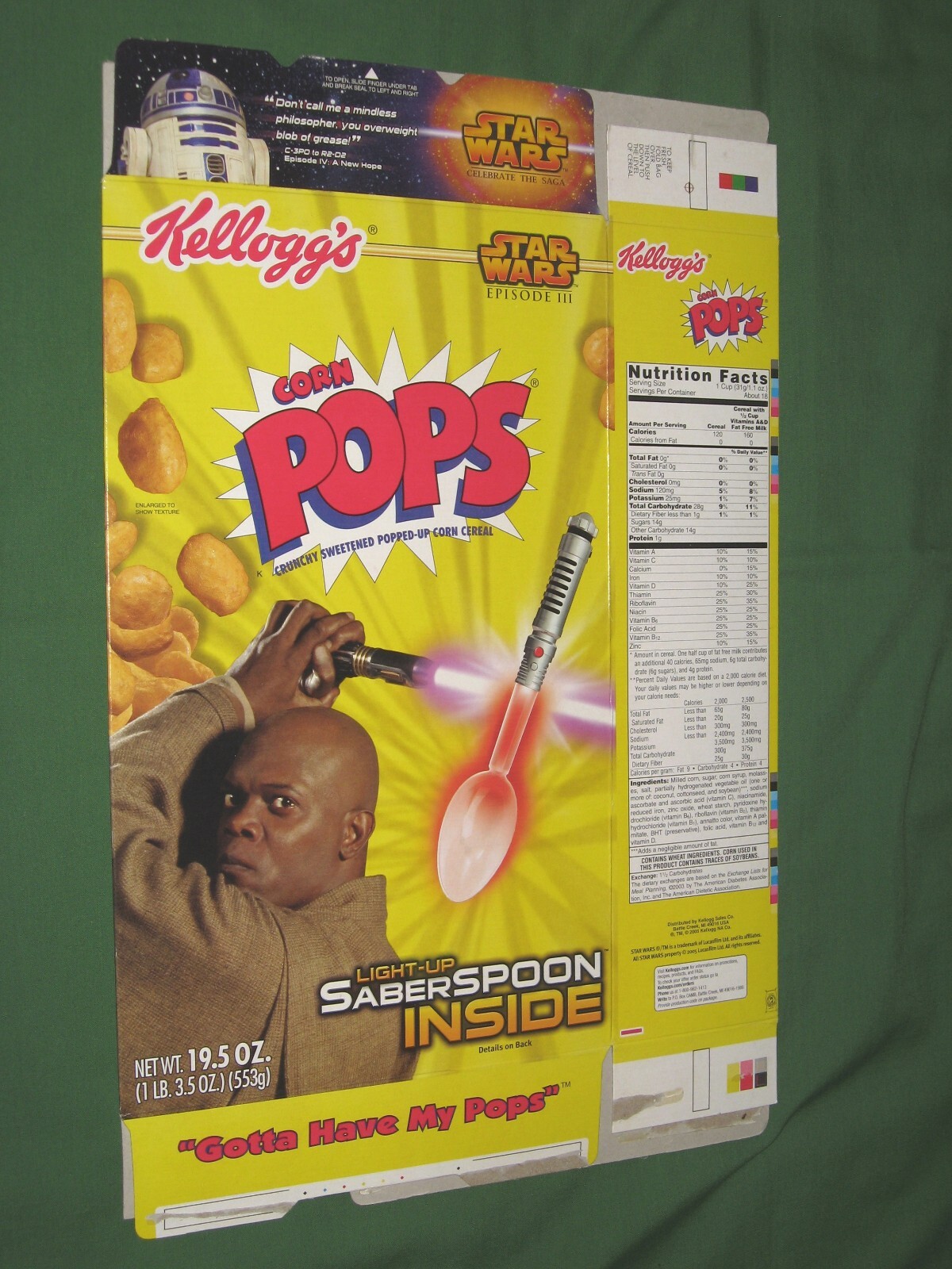 Spoon Star Wars Corn Pops Kelloggs Cereal Box Lightsaber