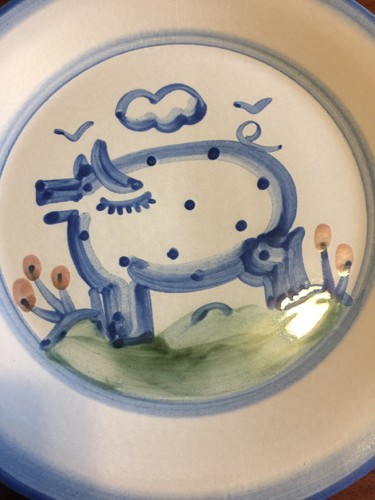 Vintage MA Hadley M A Louisville Stoneware 11” Plate Farmhouse Pig