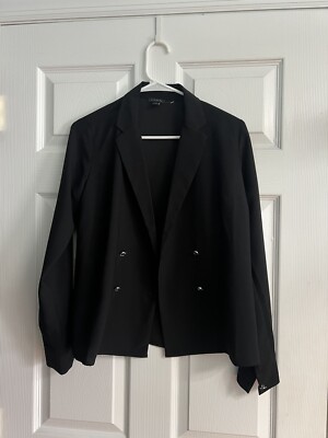 Ann Taylor Loft Blazer Shirt Black Basic  Collared XS Blouse Layering Piece