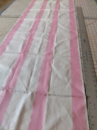 2 yds X  20  Linen  fabric striped vtg  pink  tea towel  blank  60s