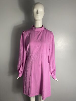 NWD Jill Stuart Womena Long Sleeve Mock Neck Solid Dress Pink Size 12