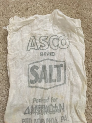 Vintage ASCO SALT AMERICAN STORES CO 4lb Cloth Sack Bag