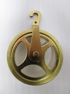 Vintage German Grandfather Clock Weight Cable Pulley~1-7/8''~Brass~SteamPunk~Part
