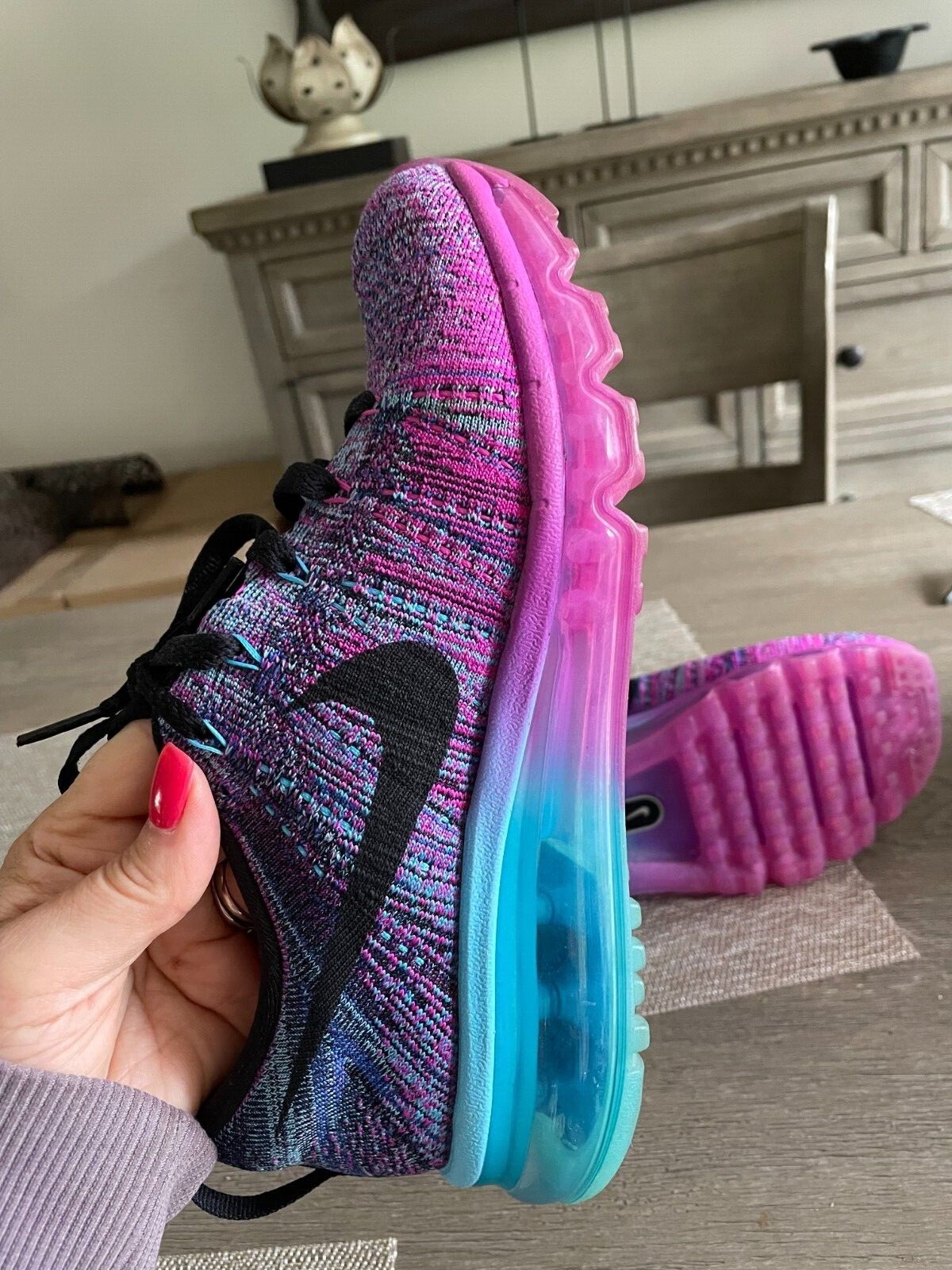 purple pink and blue nike air max