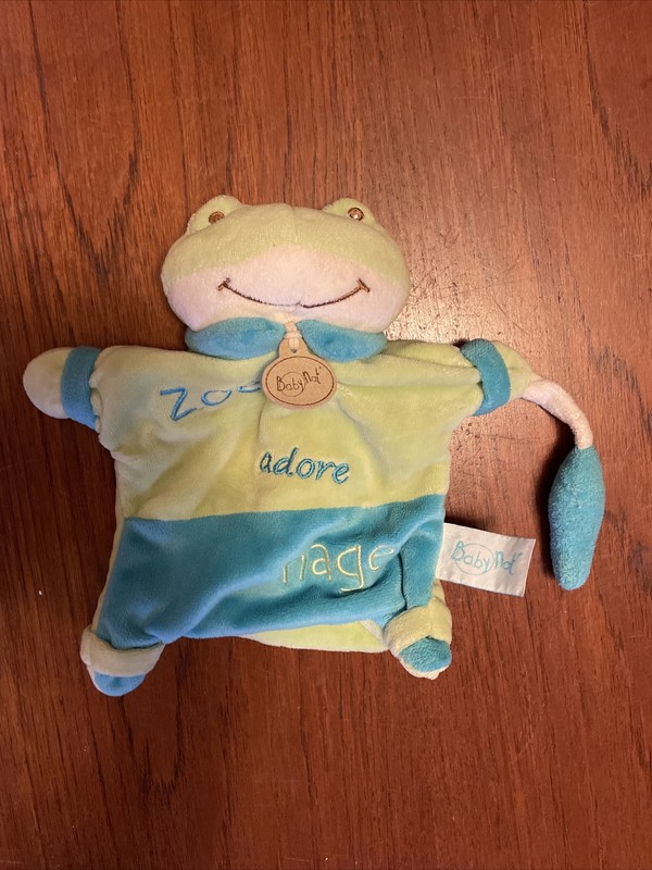 O/ Doudou Marionnette Babynat Baby Nat Grenouille Vert Bleu ZoÃ© Adore Nager