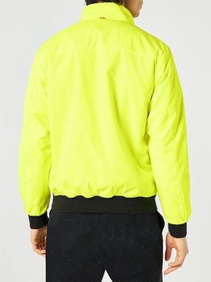 Pre-owned Mc2 Saint Barth Man Fluo Yellow Bomber Jacket With Furry Lining