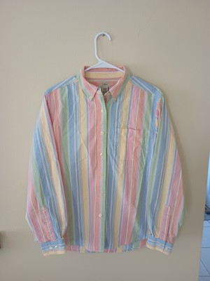 LL Bean Women's Button Down Shirt Multi Color Size Medium Regular Long Sleeve