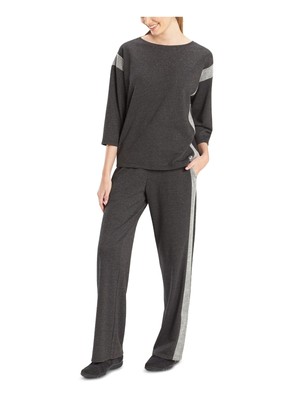 Женский топ JOSIE Womens Grey Stretch Heather с круглым вырезом и рукавом 3/4 для активного отдыха XS