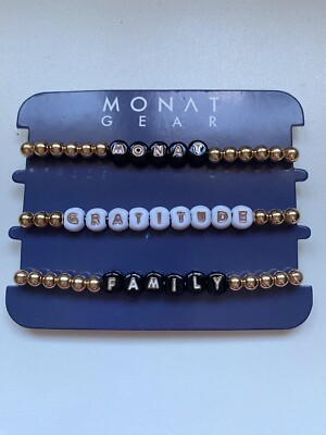 3 NIB Monat Gear Bracelets Monat Gratitude Family Stretch Beaded