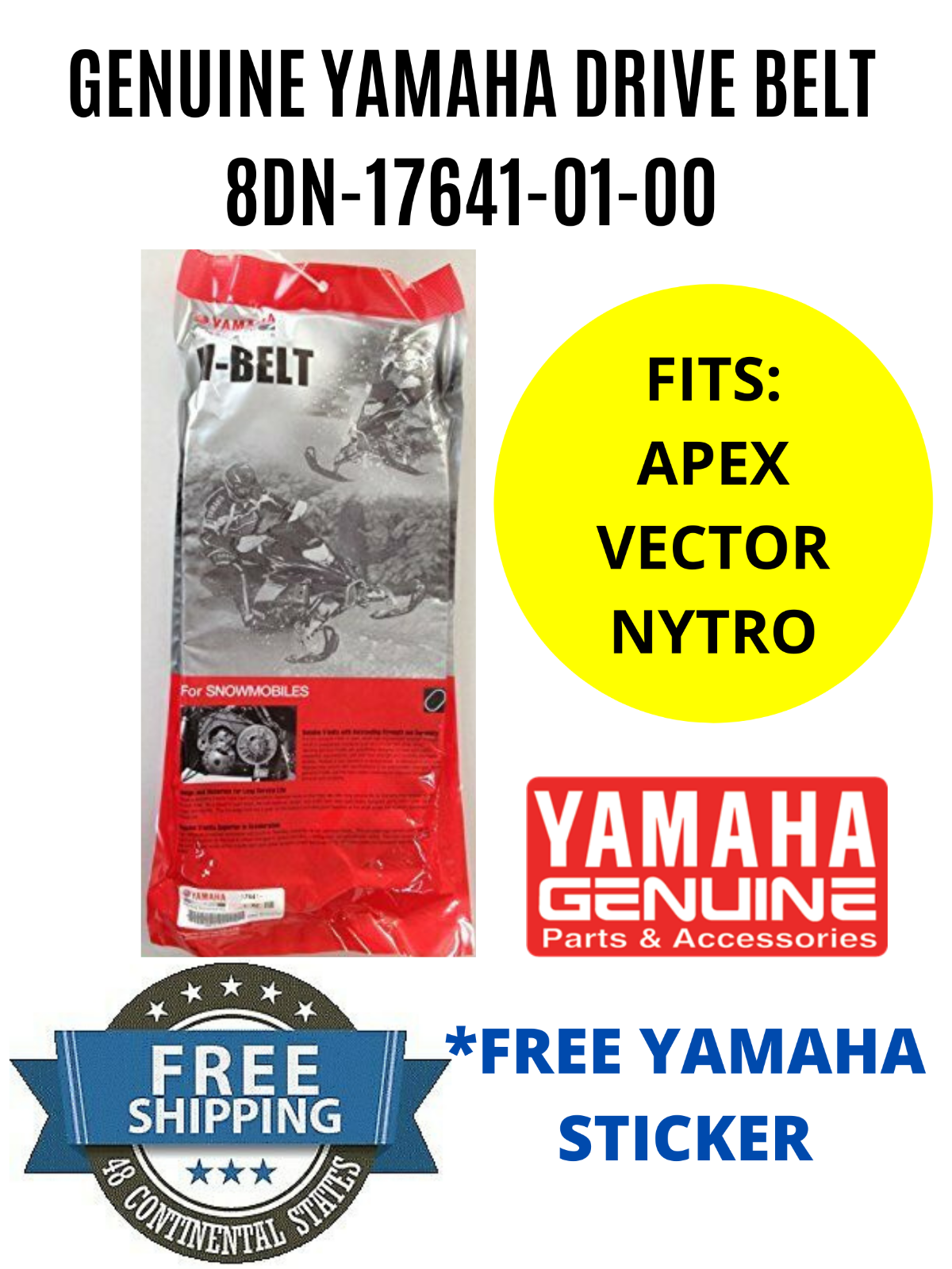 genuine-yamaha-vector-nytro-apex-snowmobile-drive-belt-8dn-17641-01-00