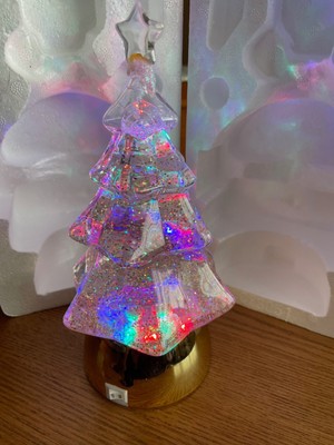 Annie's Baldoria 8.5'' LED Glitter Lighted Christmas Tree Gold Base NIB