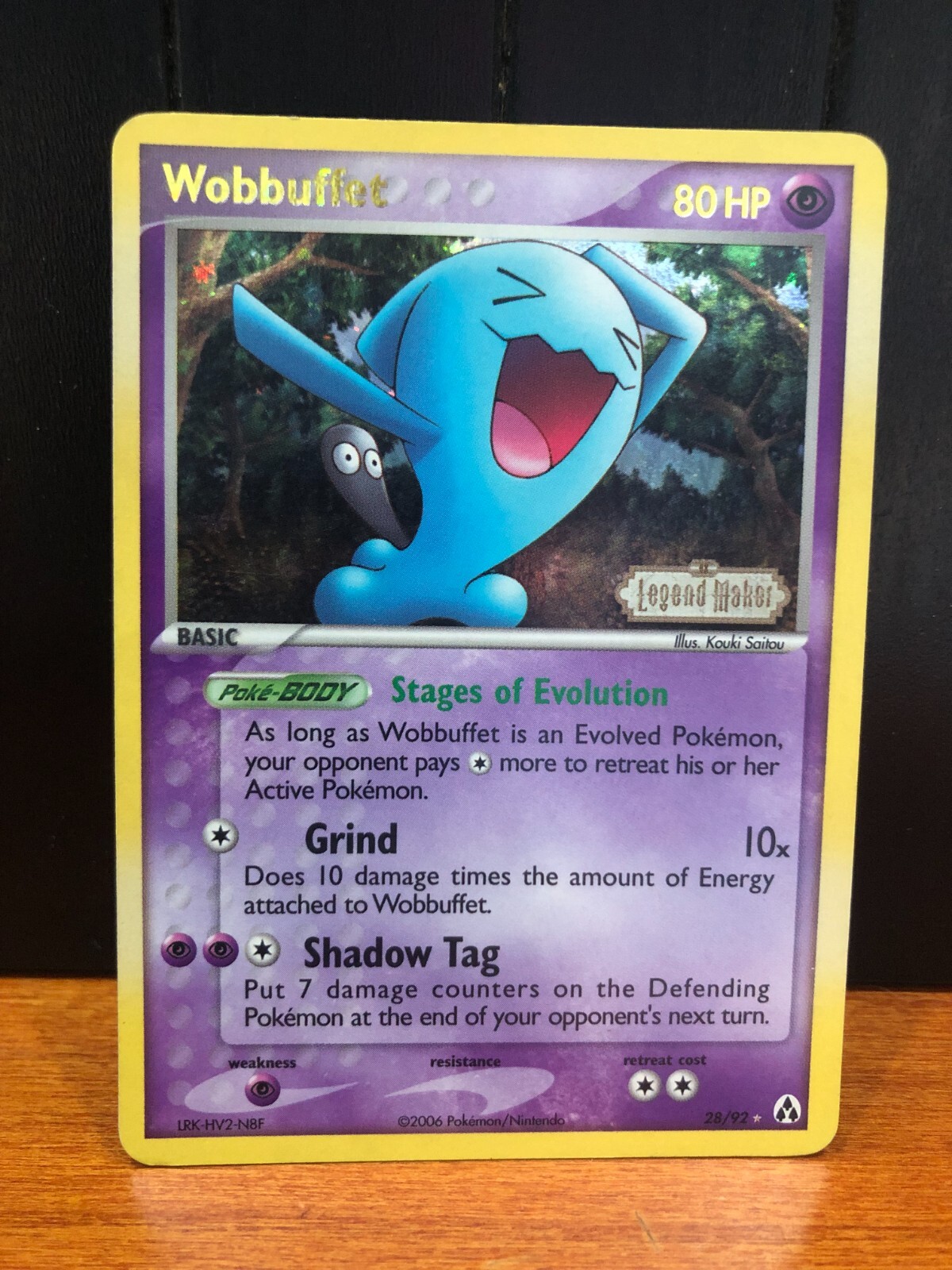 CARTA POKEMON WOBBUFFET 28/92 HOLO STAMPED EX LEGEND MAKER 2006