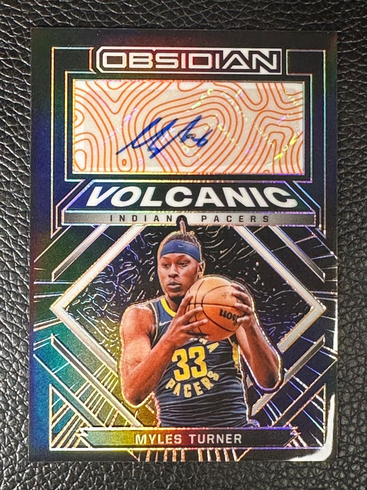 2021 Panini Obsidian Volcanic Orange Etch Myles Turner 20/35 Auto Autograph