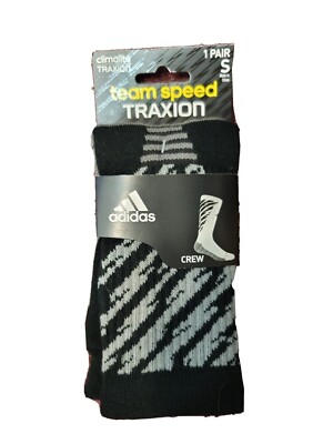 ADIDAS TEAM SPEED TRAXION CLIMALITE Mens Crew Sock Black / Gray Small NEW