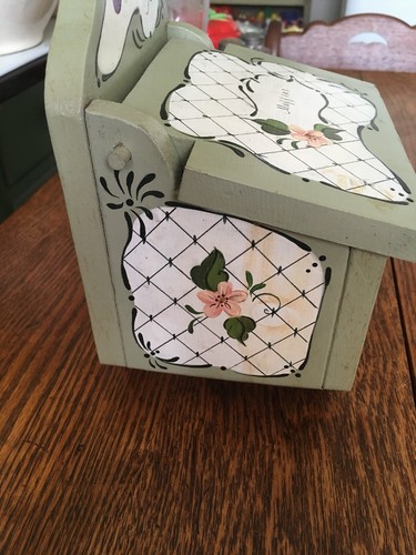 Handmade wooden box, Muffins,floral, Lid Dated 1989