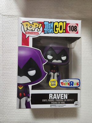 Funko Pop! Teen Titans Go Raven #108 GITD Toys  R  Us Exclusive w/ Protector