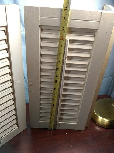Vintage White WoodOld Window Shutters Louvered Country Cottage Shabby Chic 1 Set