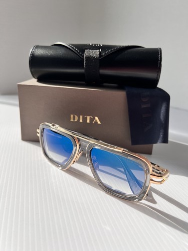 Pre-owned Dita Lxn-evo Dts403-a-02 Crystal Grey White Gold Blue Flash Mirror Sunglasses In Grey Blue Flash Mirror