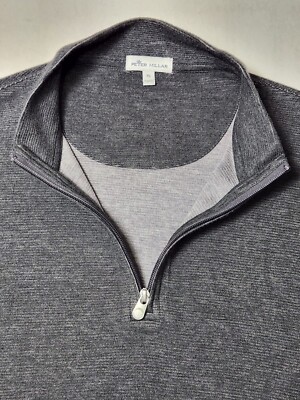 Peter Millar Sweater Mens XL Black 1/4 Zip Mock Neck Outdoor Pullover