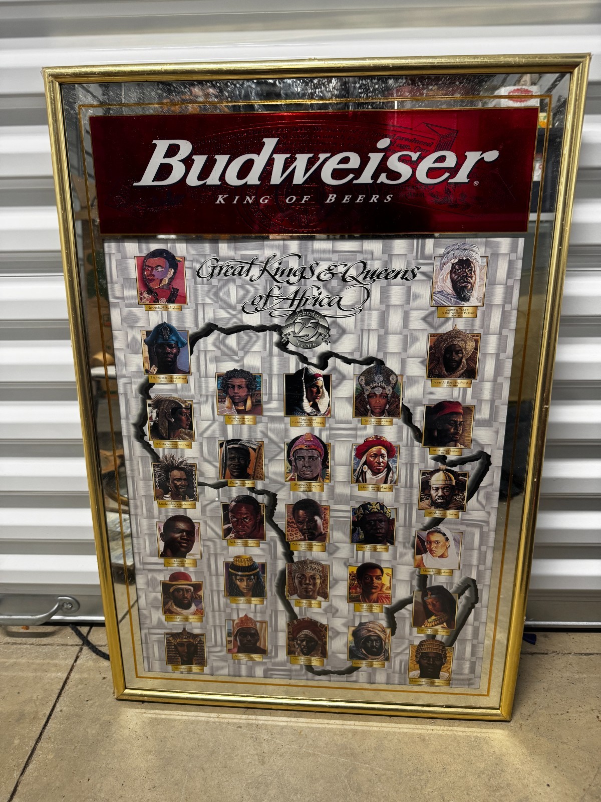 Budweiser Mirror Beer Sign Vintage Great Kings & Queens of Africa