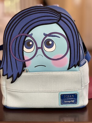 Inside Out 2 Pixar Sadness Backpack Loungefly Women Shoulder Bag Mini Handbags