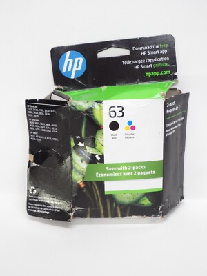 (01-2026) NEW DAMAGED BOX Genuine HP 63 Tri-Color & Black Combo Pack
