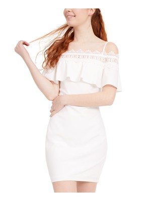 

BCX DRESS Женское короткое вечернее облегающее платье цвета слоновой кости на тонких бретелях для юниоров, Цвет слоновой кости