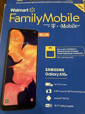 New Samsung A10e 5.8  32GB Only Walmart Family Mobile New Acc Or Upgrade