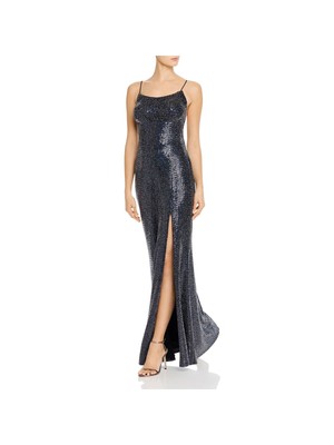 

AQUA DRESSES Женское темно-синее платье до бедра с высоким разрезом и подкладкой на тонких бретельках, Navy