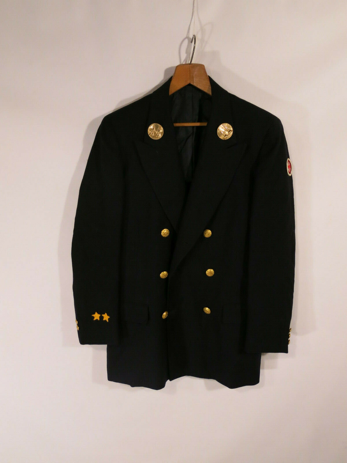 VTG 1960 Bespoke American Red Cross Black Wool Blazer Jacket