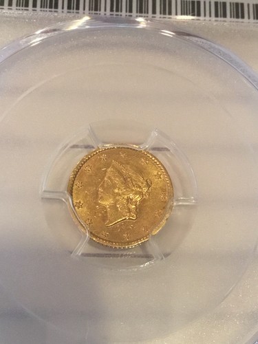 $1G One Dollar Gold Piece 1849 Open Wreath AU