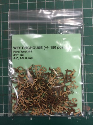 Laser Cut Letter Set Westinghouse 3/8'' 150 Pcs. O, HO N Scale Modeling Stick-on