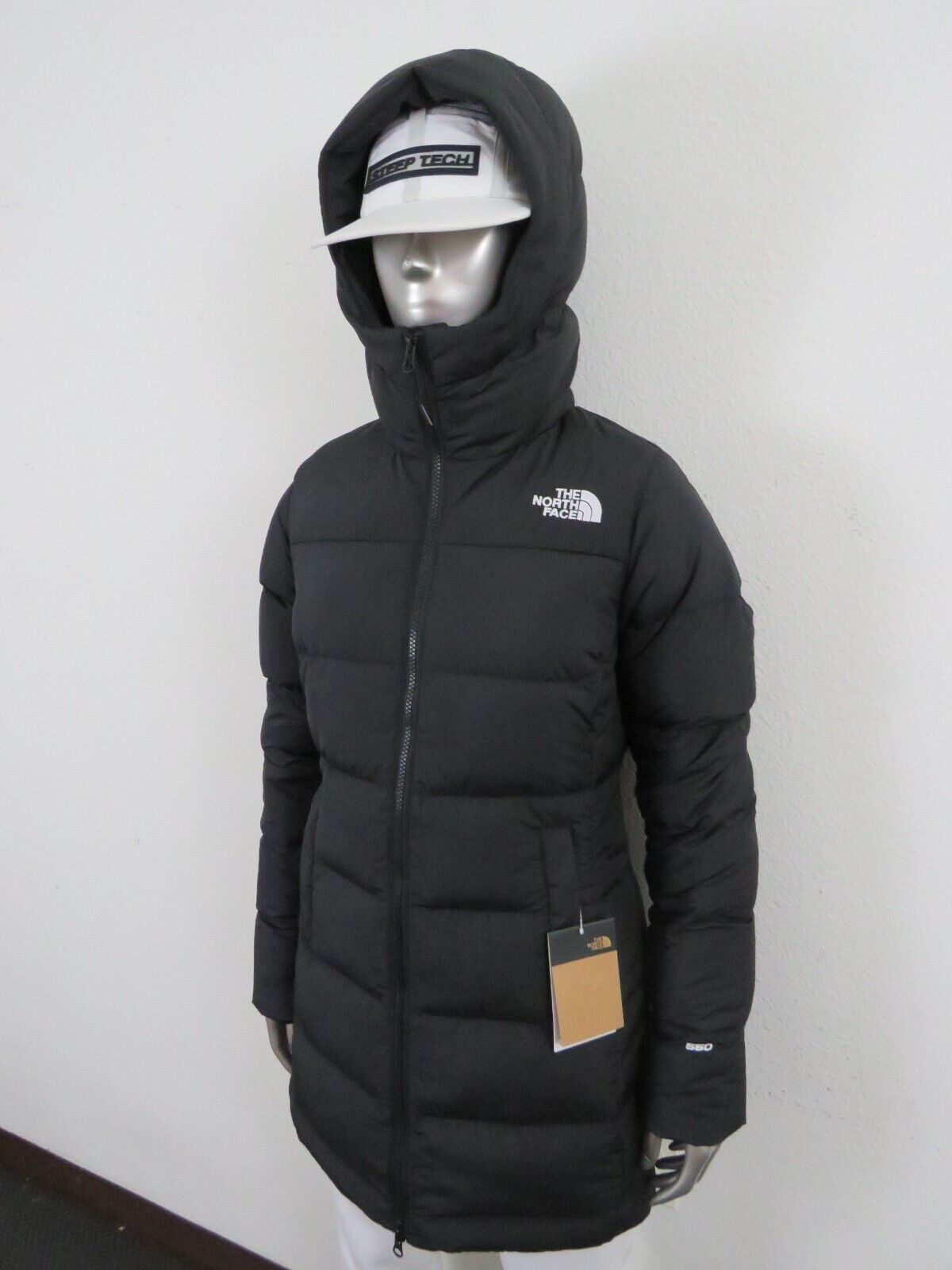 Pre-owned The North Face Womens  Gotham Mid Parka 550-down Winter Jacket Hooded - Black In Tnf Black / Tnf White Logo