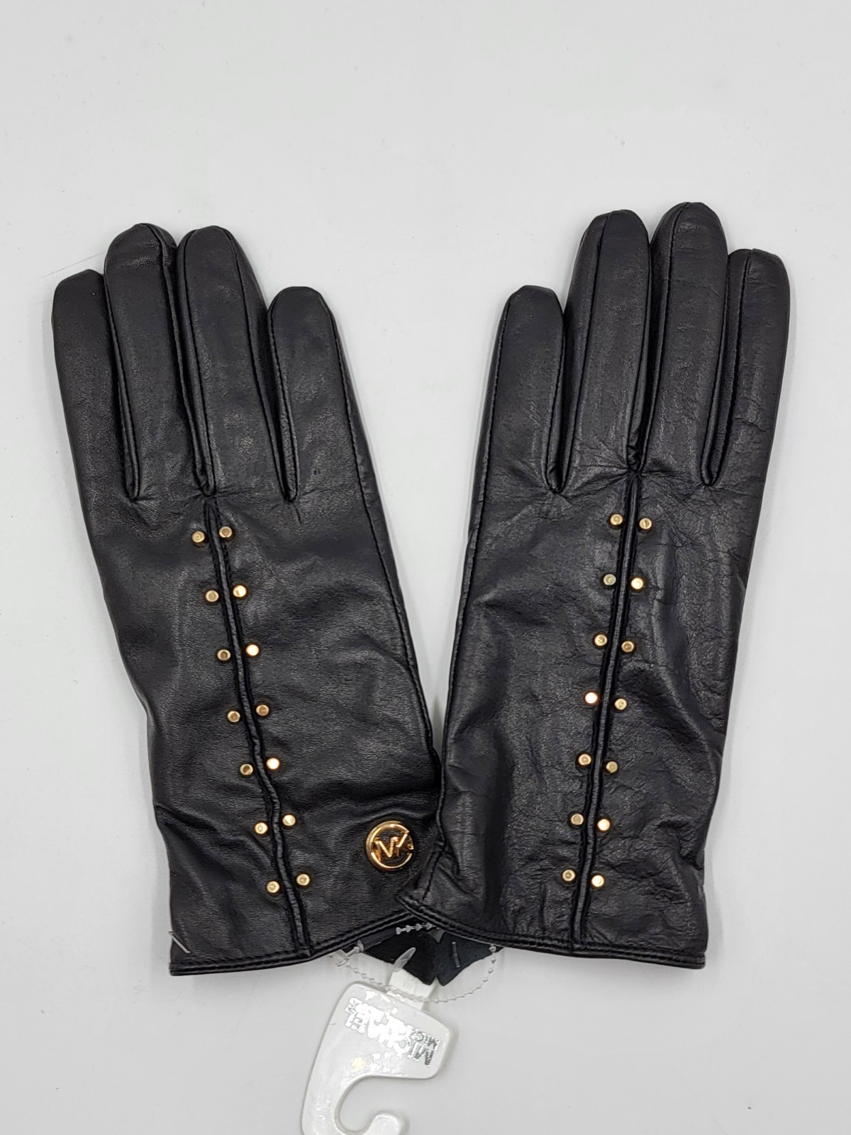 MICHAEL Michael Kors Leather Astor Studded Touch Tips Gloves Women's S Black - Picture 2 of 12
