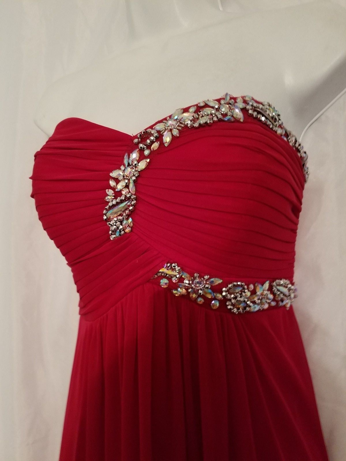Blondie Nites Knee Length Gown Size 5 Red with Rhinestones