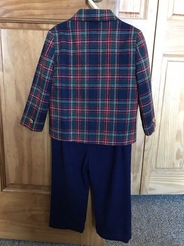 Vintage Imp Originals Boys 3T Plaid Blazer Sport Coat Romper Bow Tie Set Sweet!