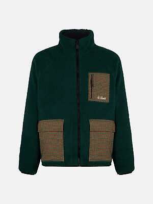 Pre-owned Mc2 Saint Barth Man Green Sherpa Jacket With Check Patch Pockets