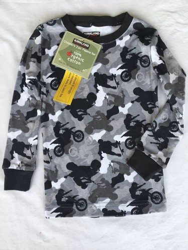 NEW Kirkland Signature Boys Size 5 Pajama Set 2pc Shirt Pants Organic Cotton
