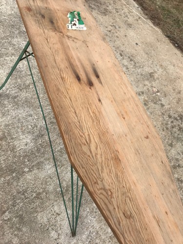 Vintage Old Antique Wooden Iron Board Green Metal Legs Meyer-Bilt