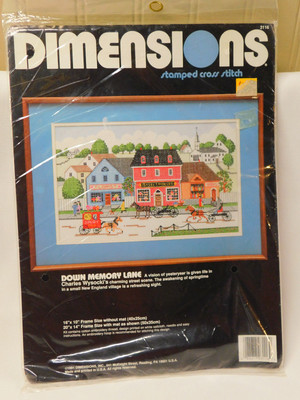 1991 DIMENSIONS Stamped Cross Stitch Kit DOWN MEMORY LANE 3116 Charles Wysocki