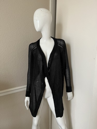 VINCE NEW! Black Metallic Rayon Knit CHAIN MAIL Open Hi-Low