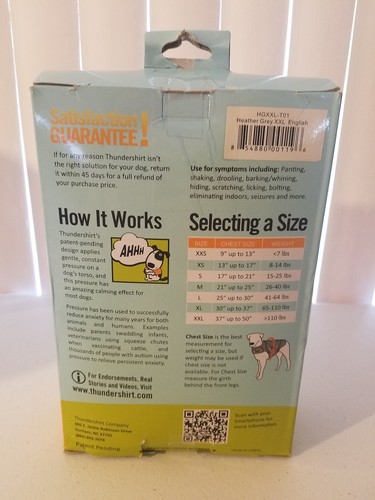 Used Thundershirt Dog Anxiety Solution XX Large Gray XXL