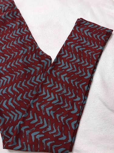 NEW Lularoe Kids Leggings Size L/XL Maroon & Blue Pattern