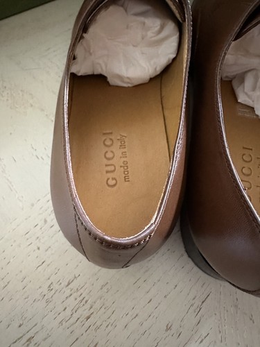 Pre-owned Gucci $1050  Men's Lace Up Leather Oxford Shoes Brown 11.5 Us/11 Uk 723610