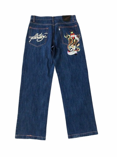 Ed Hardy Vintage Denim Jeans Button Front By Christian