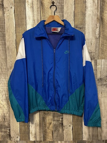 Vintage 90s Nike Full Zip Hooded Multicolor Colorblock Jacket Sz