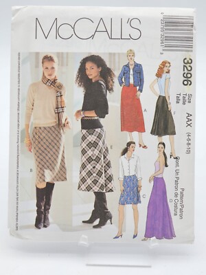 McCalls Sewing Pattern 3296, Size 4, 6, 8, 10, Misses Skirts 3 Lengths, Uncut